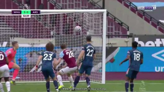 اهداف مباراة ارسنال ووست هام وتعادل بثلاثية في كل شبكة في الدوري الإنجليزي